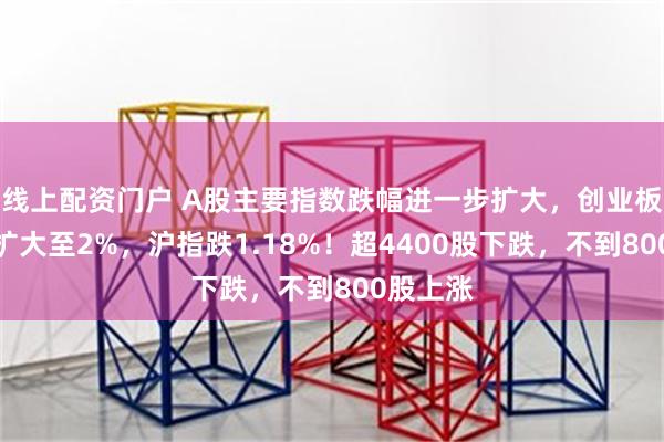 线上配资门户 A股主要指数跌幅进一步扩大，创业板指跌幅扩大至2%，沪指跌1.18%！超4400股下跌，不到800股上涨